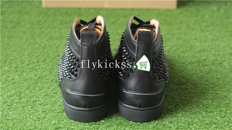 Super High End Christian Louboutin Flat Sneaker High Top Black Leather